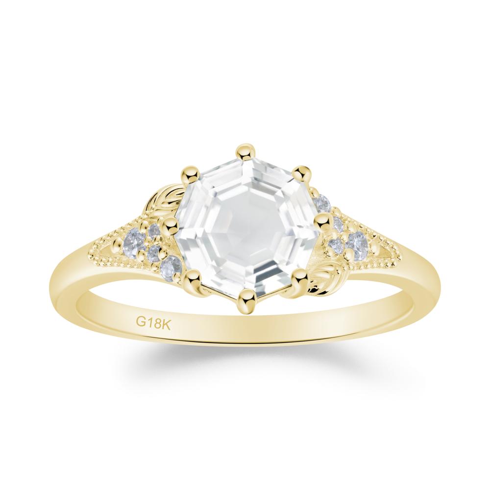 Filigree Octagon White Topaz Ring - LUO Jewelry #metal_18k yellow gold