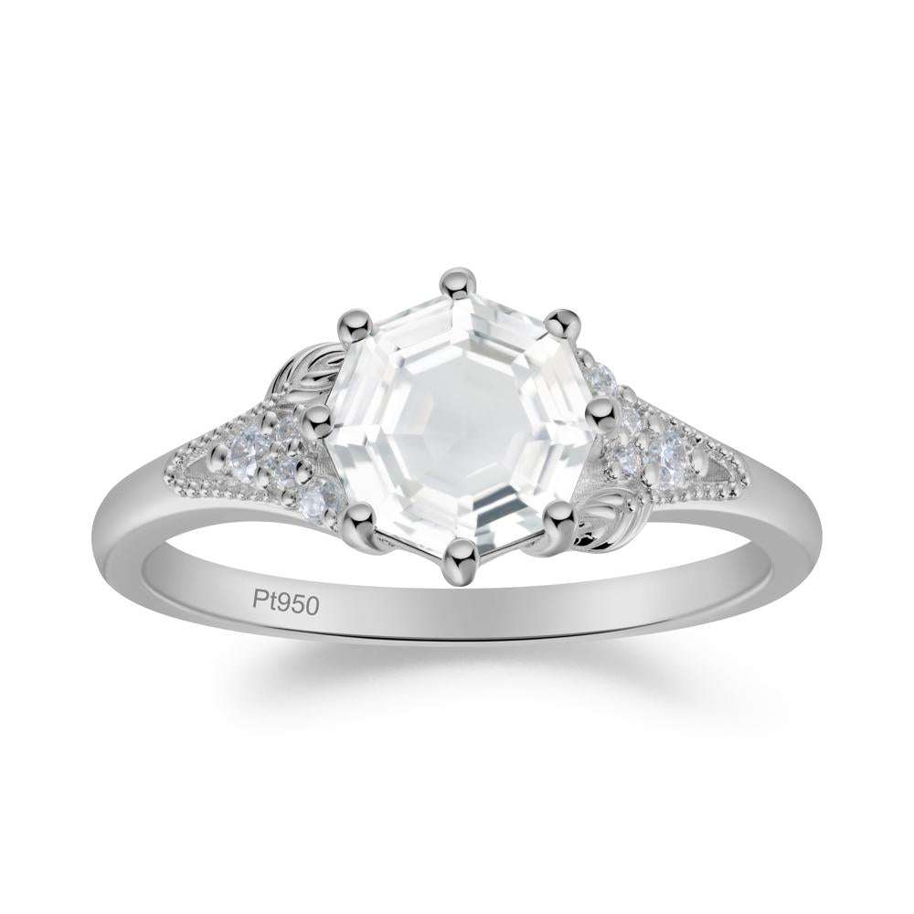 Filigree Octagon White Topaz Ring - LUO Jewelry #metal_platinum