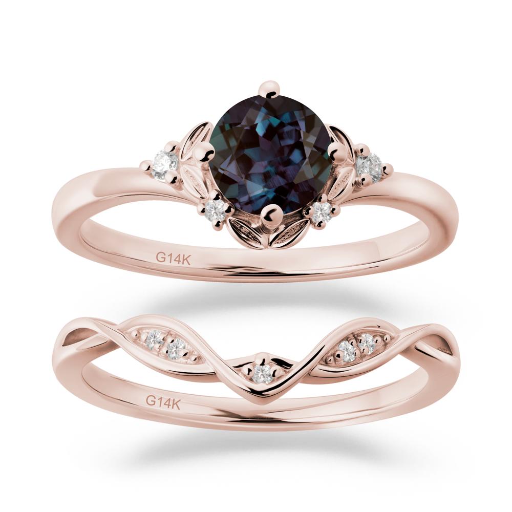 Nature Inspired Leaf and Vine Emerald Ring Set - LUO Jewelry #gemstone_Alexandrite