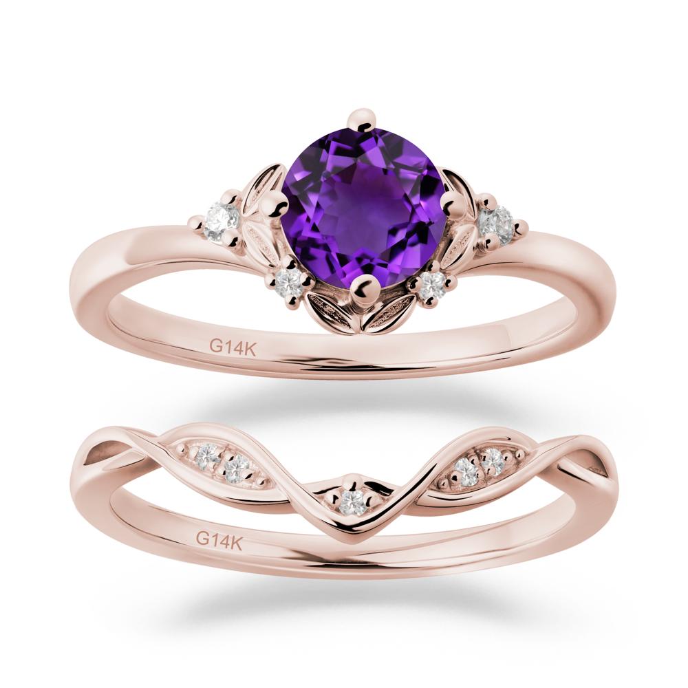 Nature Inspired Leaf and Vine Emerald Ring Set - LUO Jewelry #gemstone_Amethyst