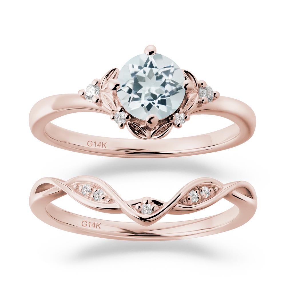 Nature Inspired Leaf and Vine Emerald Ring Set - LUO Jewelry #gemstone_Aquamarine