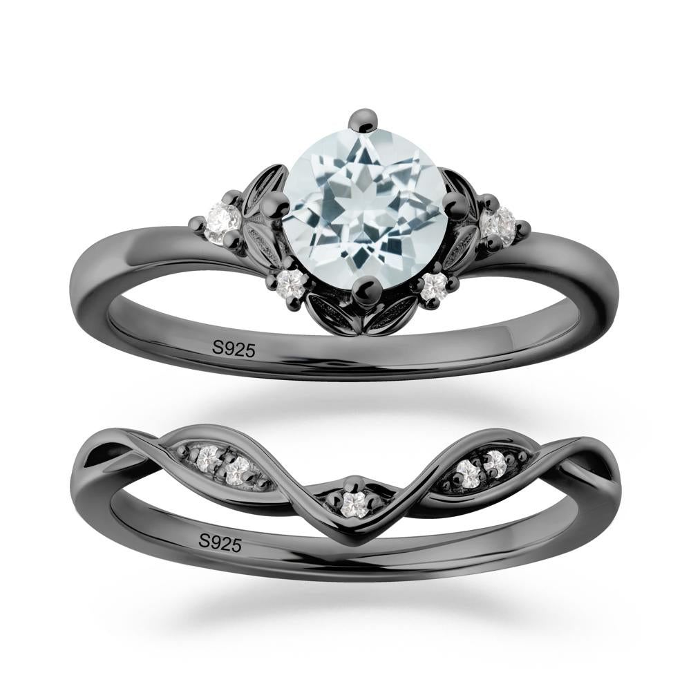 Nature Inspired Leaf and Vine Emerald Ring Set - LUO Jewelry #gemstone_Aquamarine