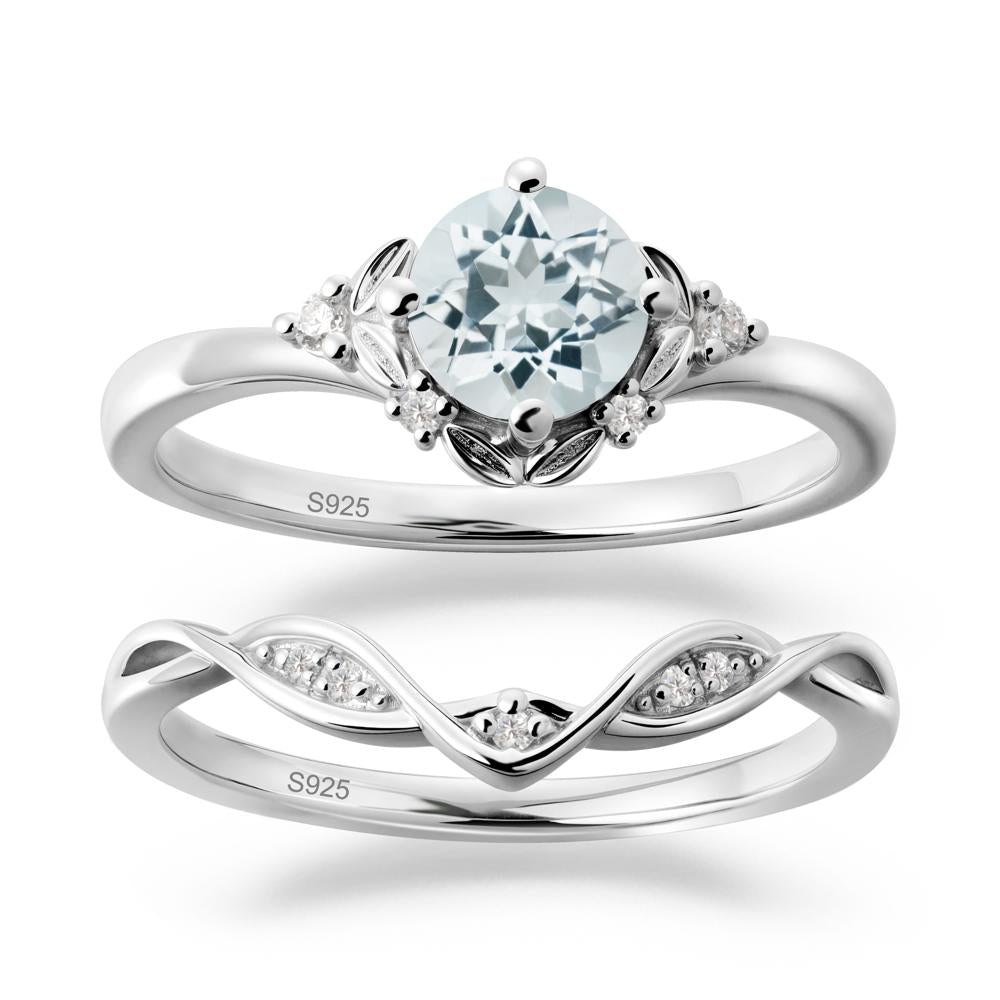 Nature Inspired Leaf and Vine Emerald Ring Set - LUO Jewelry #gemstone_Aquamarine