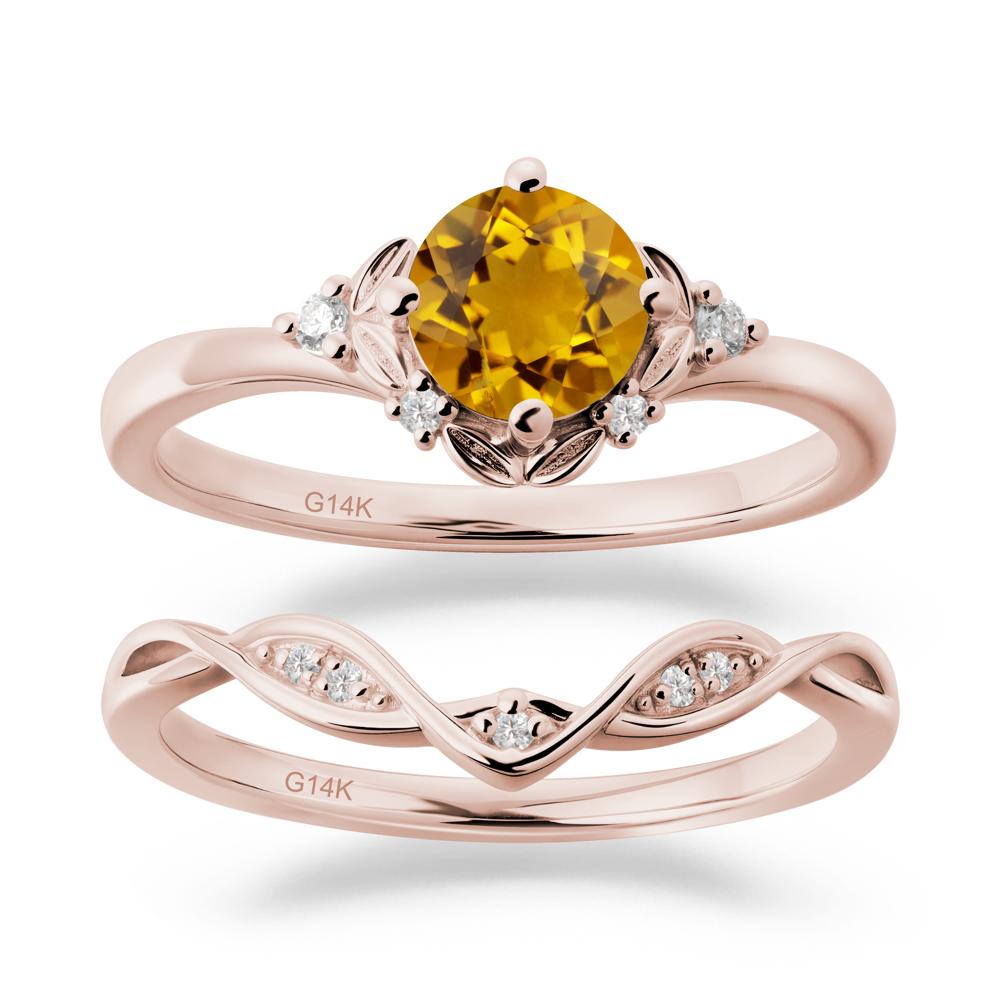 Nature Inspired Leaf and Vine Emerald Ring Set - LUO Jewelry #gemstone_Citrine