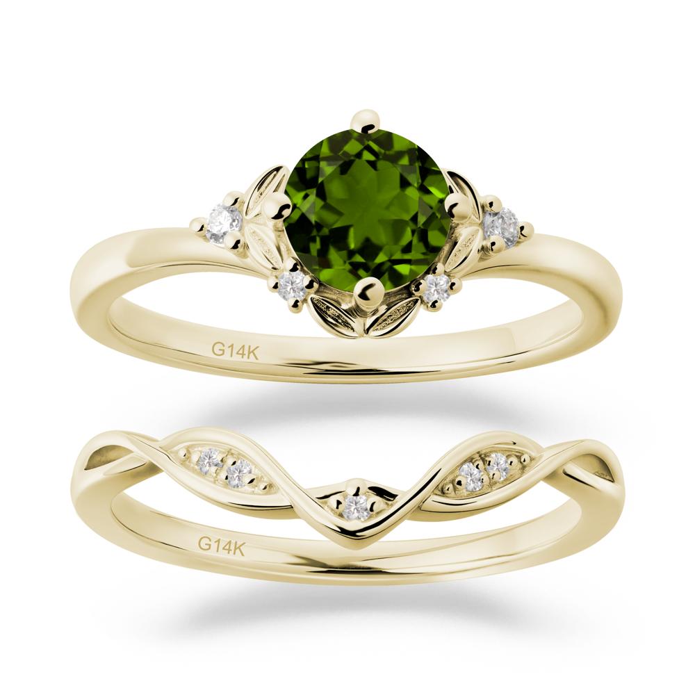 Nature Inspired Leaf and Vine Emerald Ring Set - LUO Jewelry #gemstone_Diopside