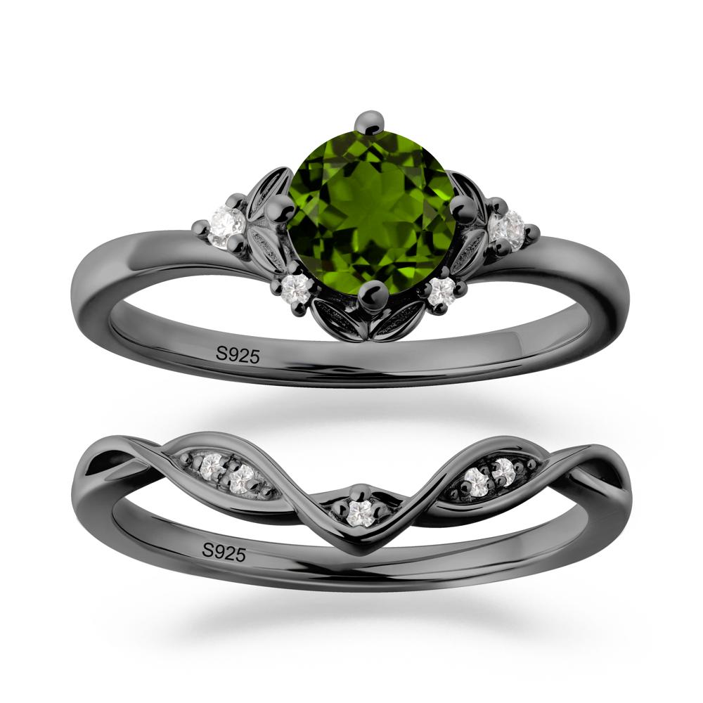 Nature Inspired Leaf and Vine Emerald Ring Set - LUO Jewelry #gemstone_Diopside