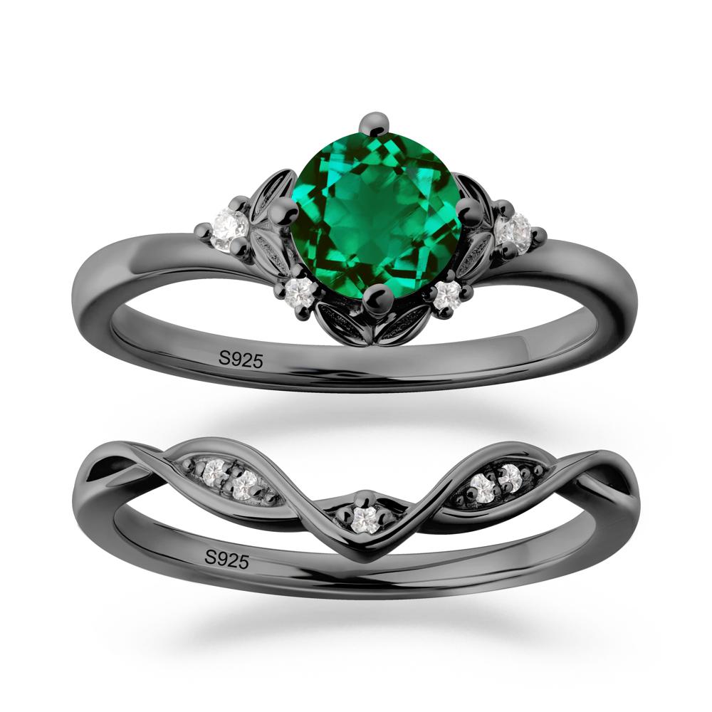 Nature Inspired Leaf and Vine Emerald Ring Set - LUO Jewelry #gemstone_Emerald