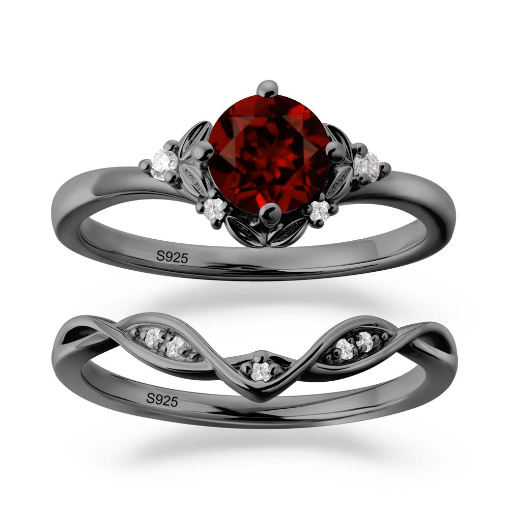 Nature Inspired Leaf and Vine Emerald Ring Set - LUO Jewelry #gemstone_Garnet