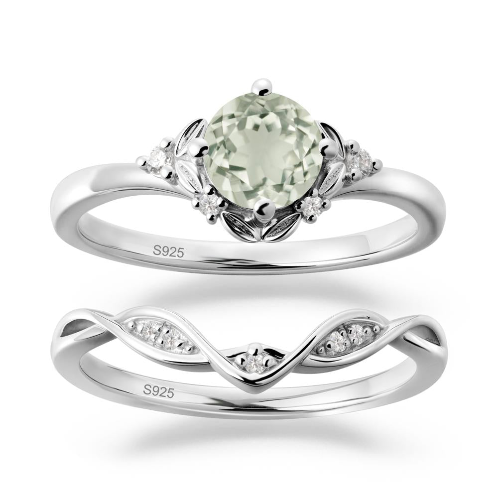 Nature Inspired Leaf and Vine Emerald Ring Set - LUO Jewelry #gemstone_Green Amethyst