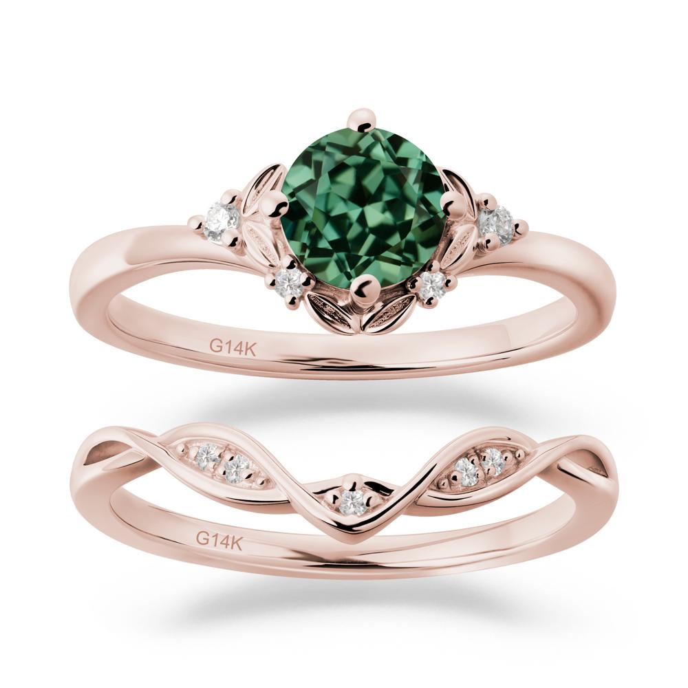 Nature Inspired Leaf and Vine Emerald Ring Set - LUO Jewelry #gemstone_Green Sapphire