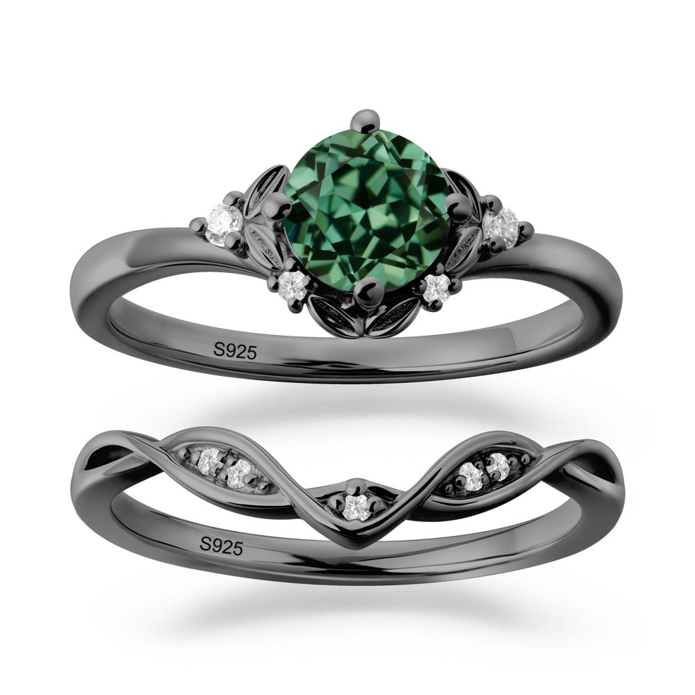 Nature Inspired Leaf and Vine Emerald Ring Set - LUO Jewelry #gemstone_Green Sapphire