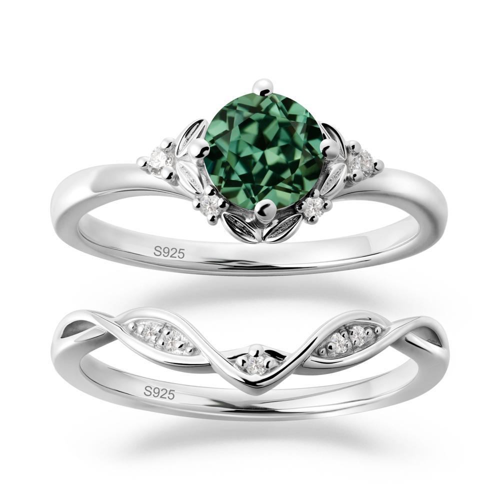 Nature Inspired Leaf and Vine Emerald Ring Set - LUO Jewelry #gemstone_Green Sapphire