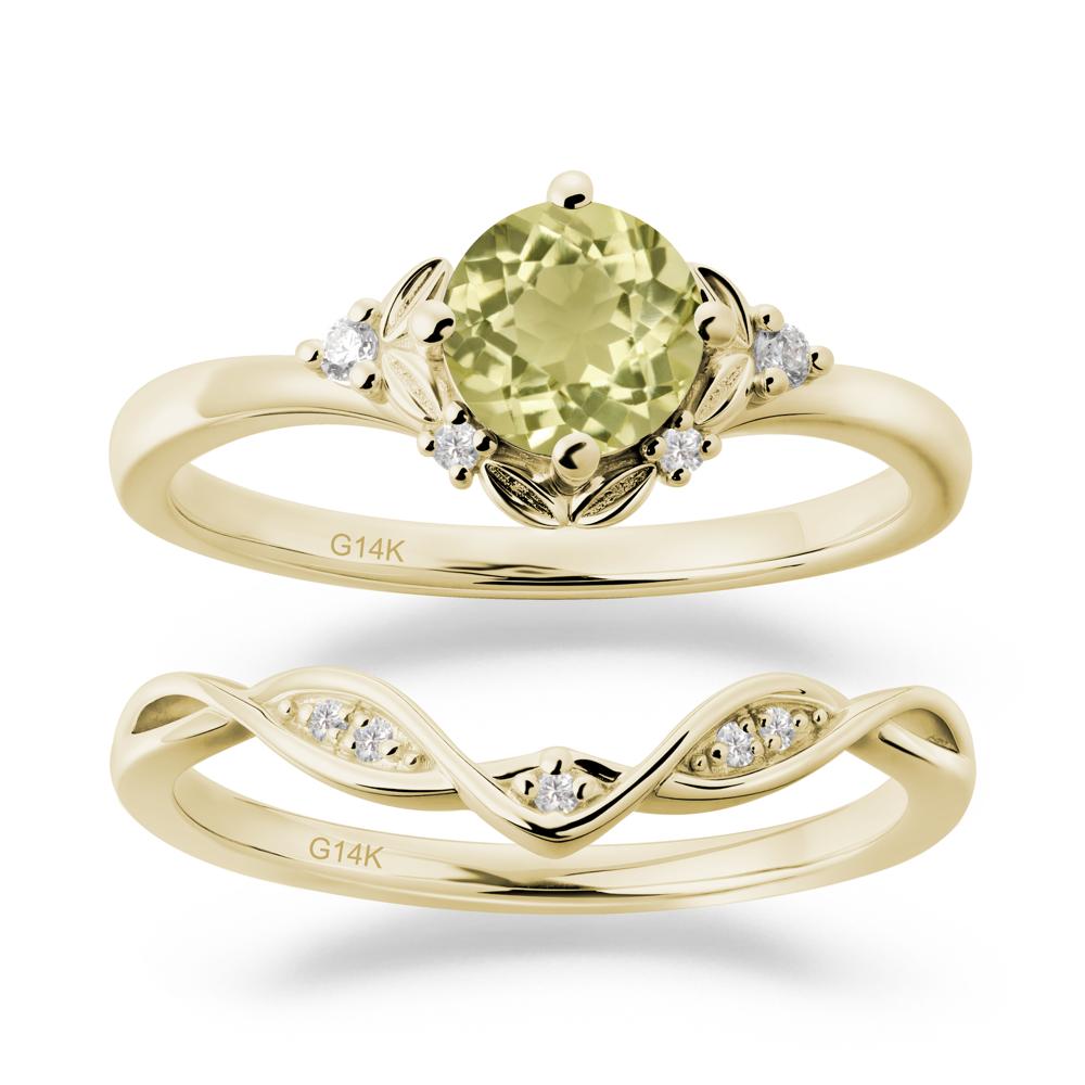Nature Inspired Leaf and Vine Emerald Ring Set - LUO Jewelry #gemstone_Lemon Quartz