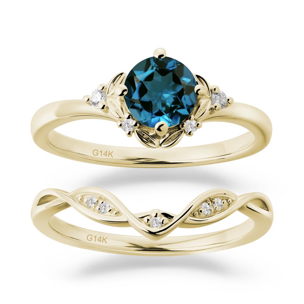 Nature Inspired Leaf and Vine Emerald Ring Set - LUO Jewelry #gemstone_London Blue Topaz