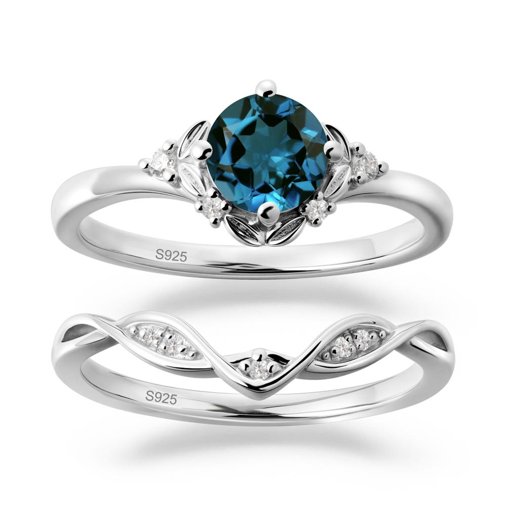 Nature Inspired Leaf and Vine Emerald Ring Set - LUO Jewelry #gemstone_London Blue Topaz