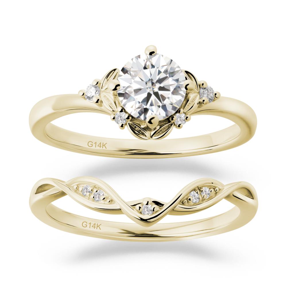 Nature Inspired Leaf and Vine Emerald Ring Set - LUO Jewelry #gemstone_Moissanite