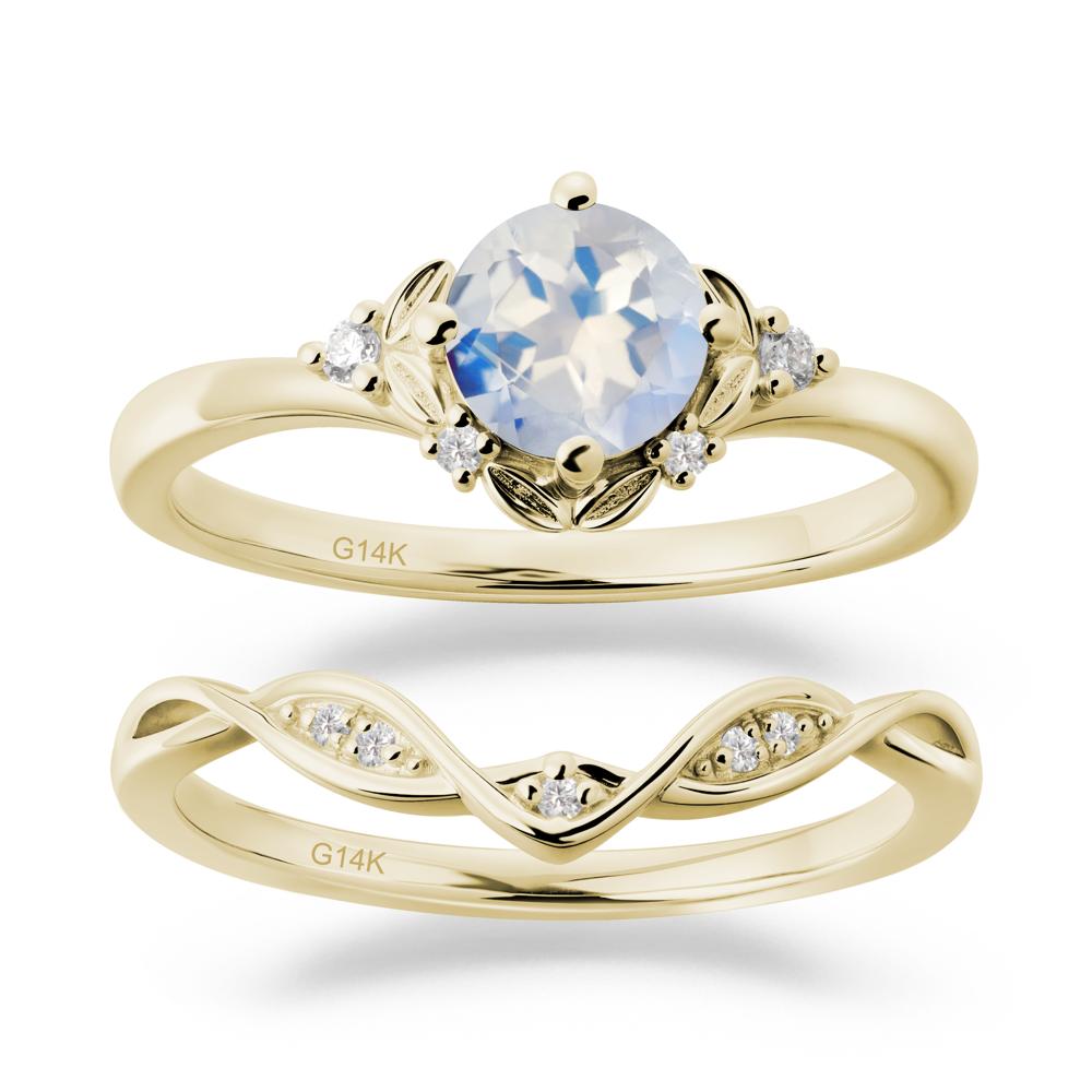 Nature Inspired Leaf and Vine Emerald Ring Set - LUO Jewelry #gemstone_Moonstone