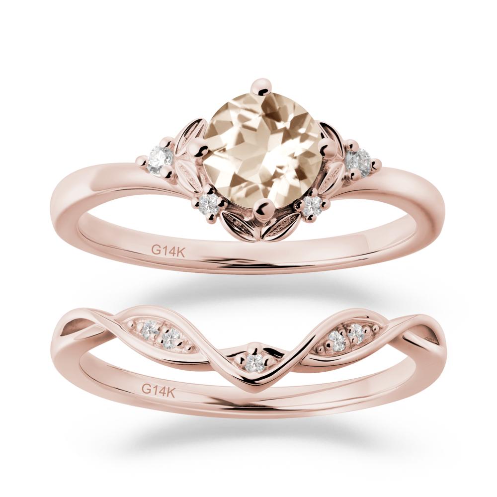 Nature Inspired Leaf and Vine Emerald Ring Set - LUO Jewelry #gemstone_Morganite