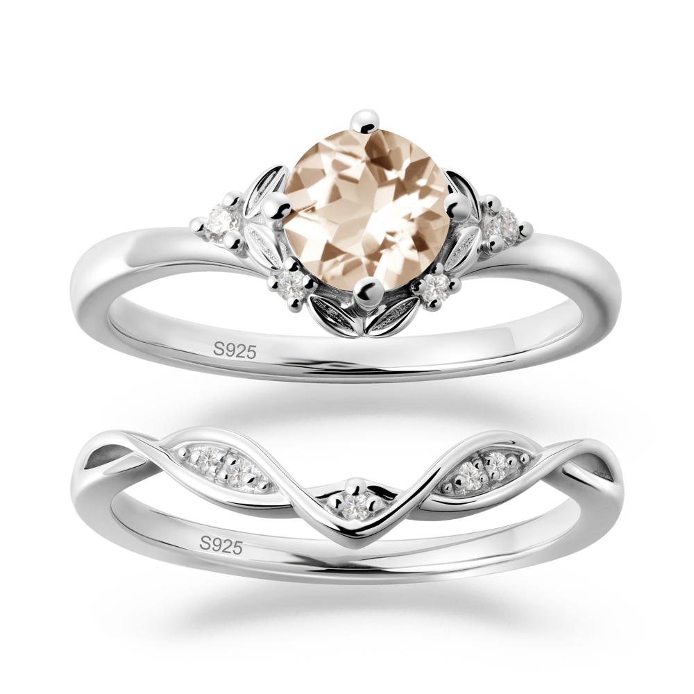 Nature Inspired Leaf and Vine Emerald Ring Set - LUO Jewelry #gemstone_Morganite