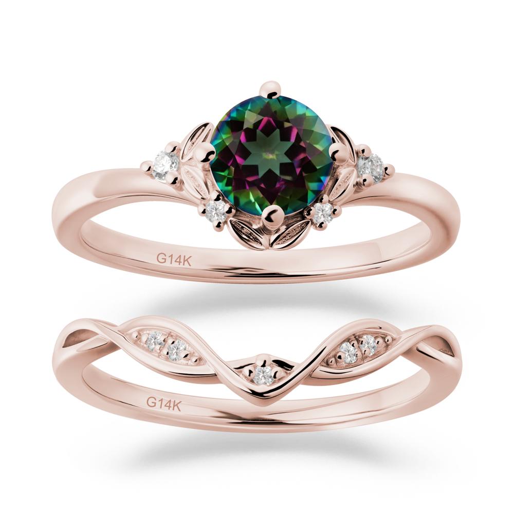 Nature Inspired Leaf and Vine Emerald Ring Set - LUO Jewelry #gemstone_Mystic Topaz