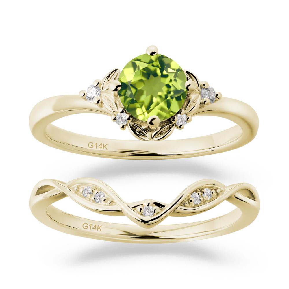 Nature Inspired Leaf and Vine Emerald Ring Set - LUO Jewelry #gemstone_Peridot