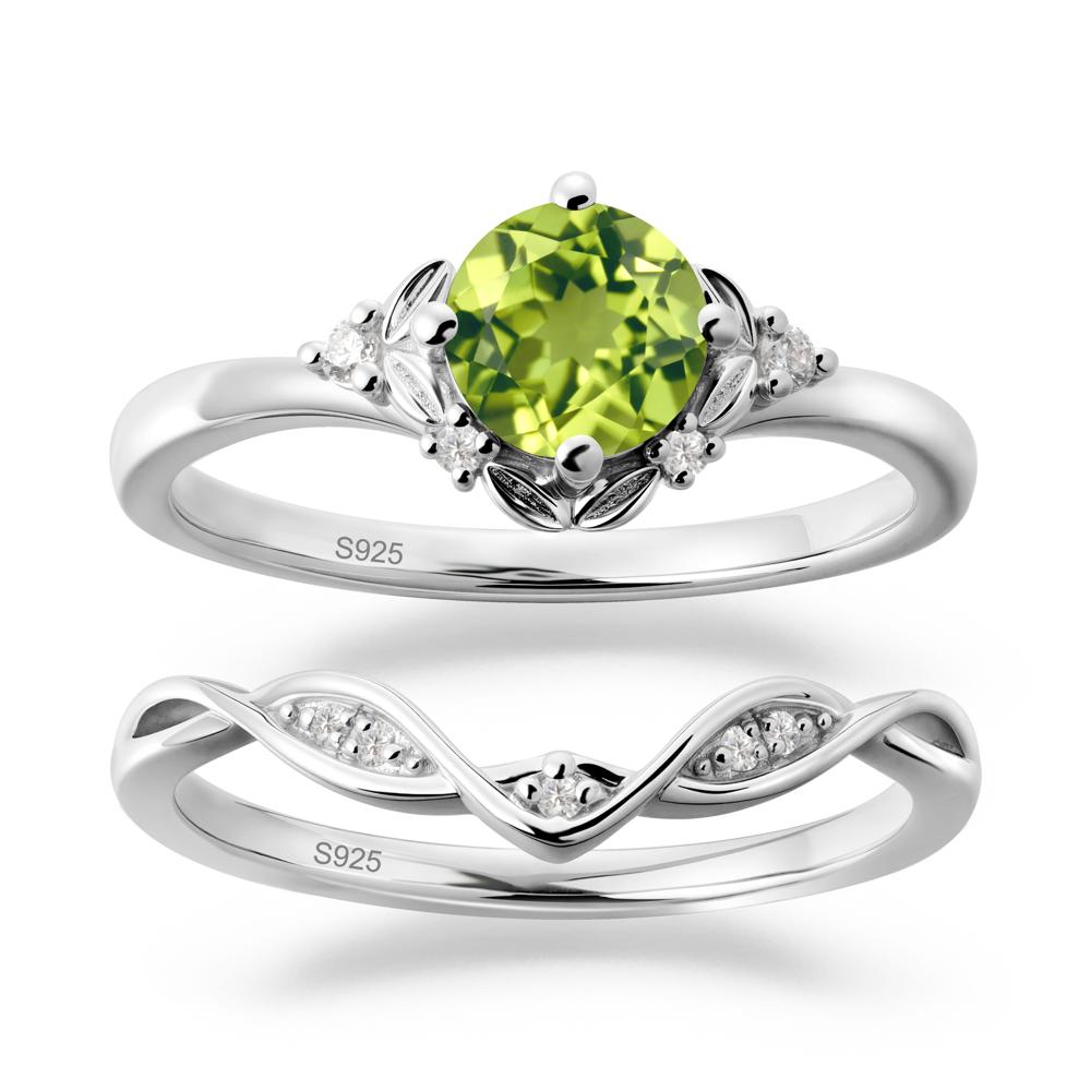 Nature Inspired Leaf and Vine Emerald Ring Set - LUO Jewelry #gemstone_Peridot