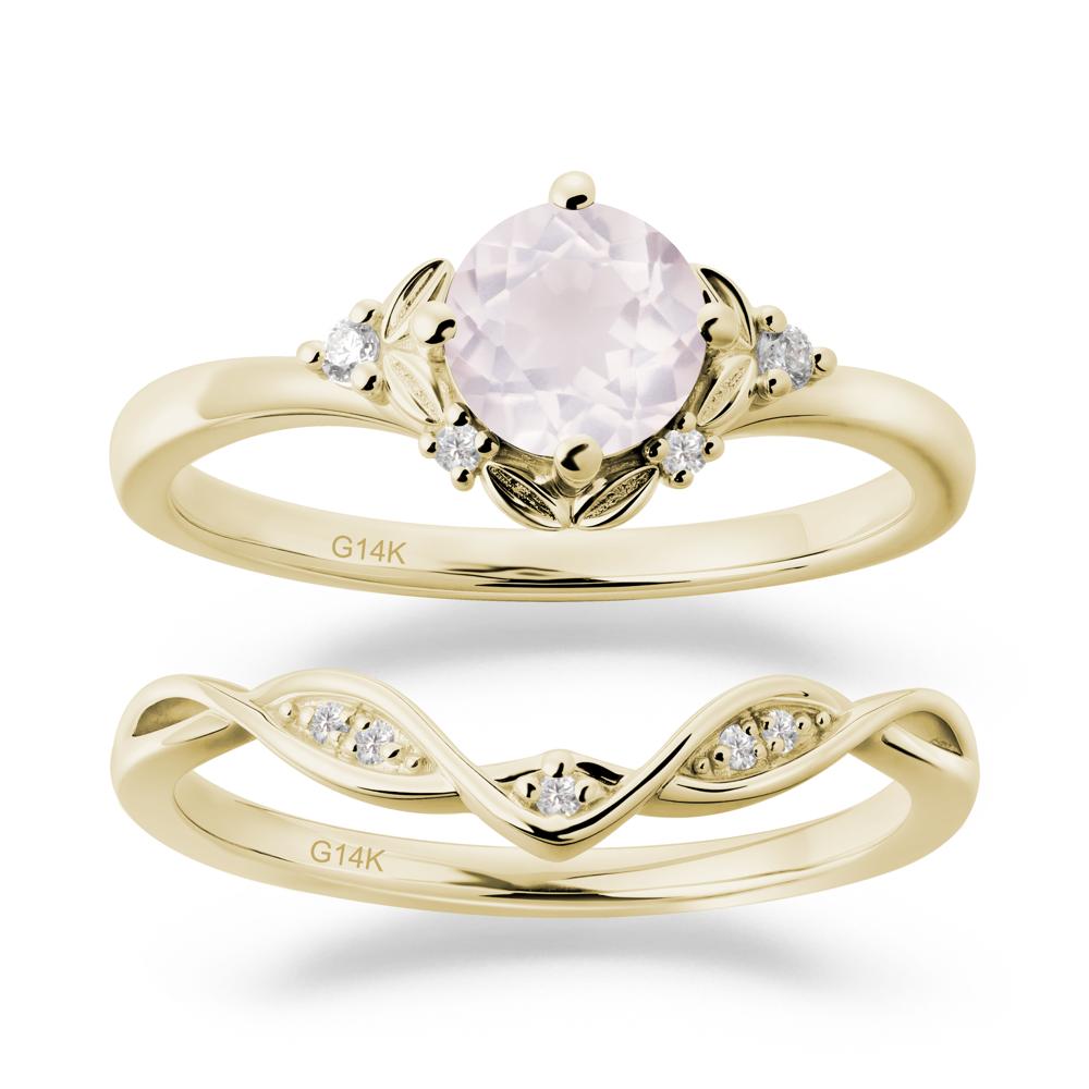 Nature Inspired Leaf and Vine Emerald Ring Set - LUO Jewelry #gemstone_Rose Quartz