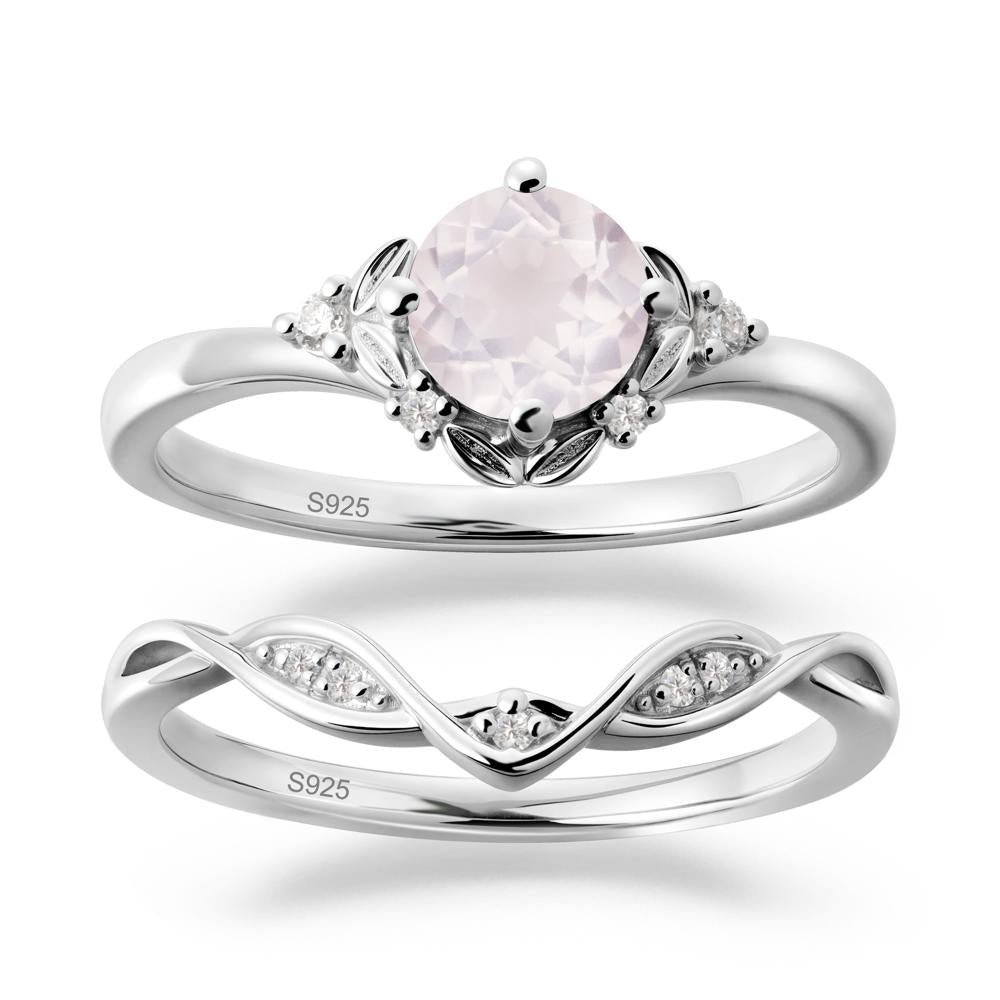 Nature Inspired Leaf and Vine Emerald Ring Set - LUO Jewelry #gemstone_Rose Quartz
