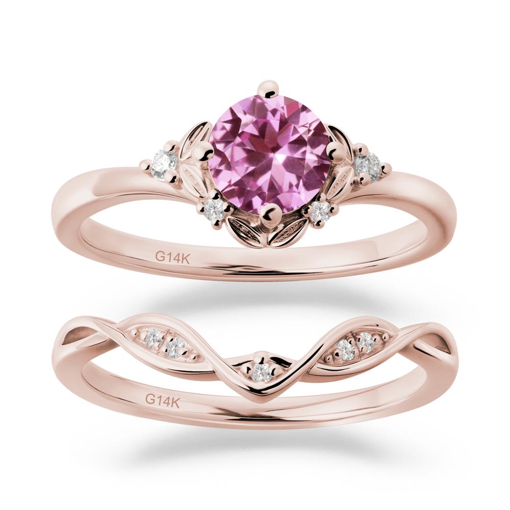 Nature Inspired Leaf and Vine Emerald Ring Set - LUO Jewelry #gemstone_Pink Sapphire
