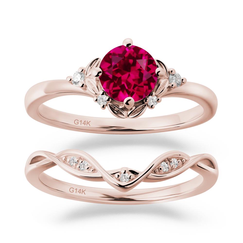 Nature Inspired Leaf and Vine Emerald Ring Set - LUO Jewelry #gemstone_Ruby