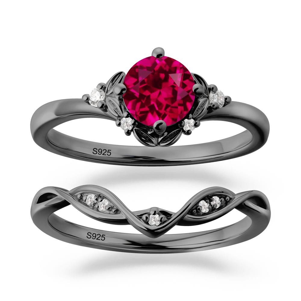 Nature Inspired Leaf and Vine Emerald Ring Set - LUO Jewelry #gemstone_Ruby
