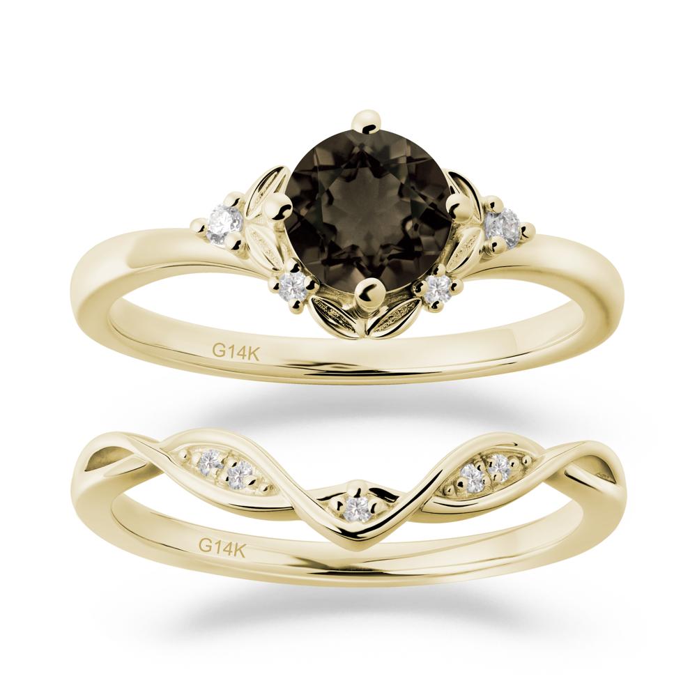Nature Inspired Leaf and Vine Emerald Ring Set - LUO Jewelry #gemstone_Smoky Quartz