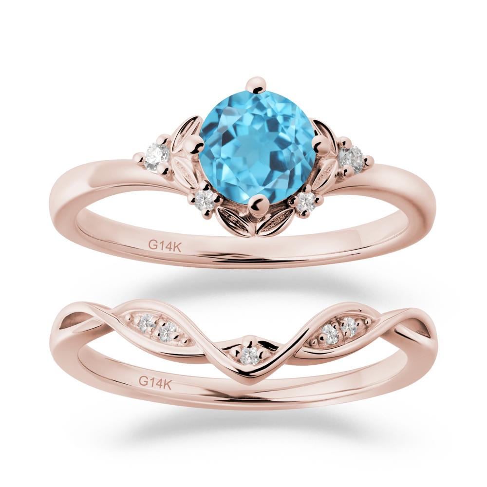 Nature Inspired Leaf and Vine Emerald Ring Set - LUO Jewelry #gemstone_Swiss Blue Topaz