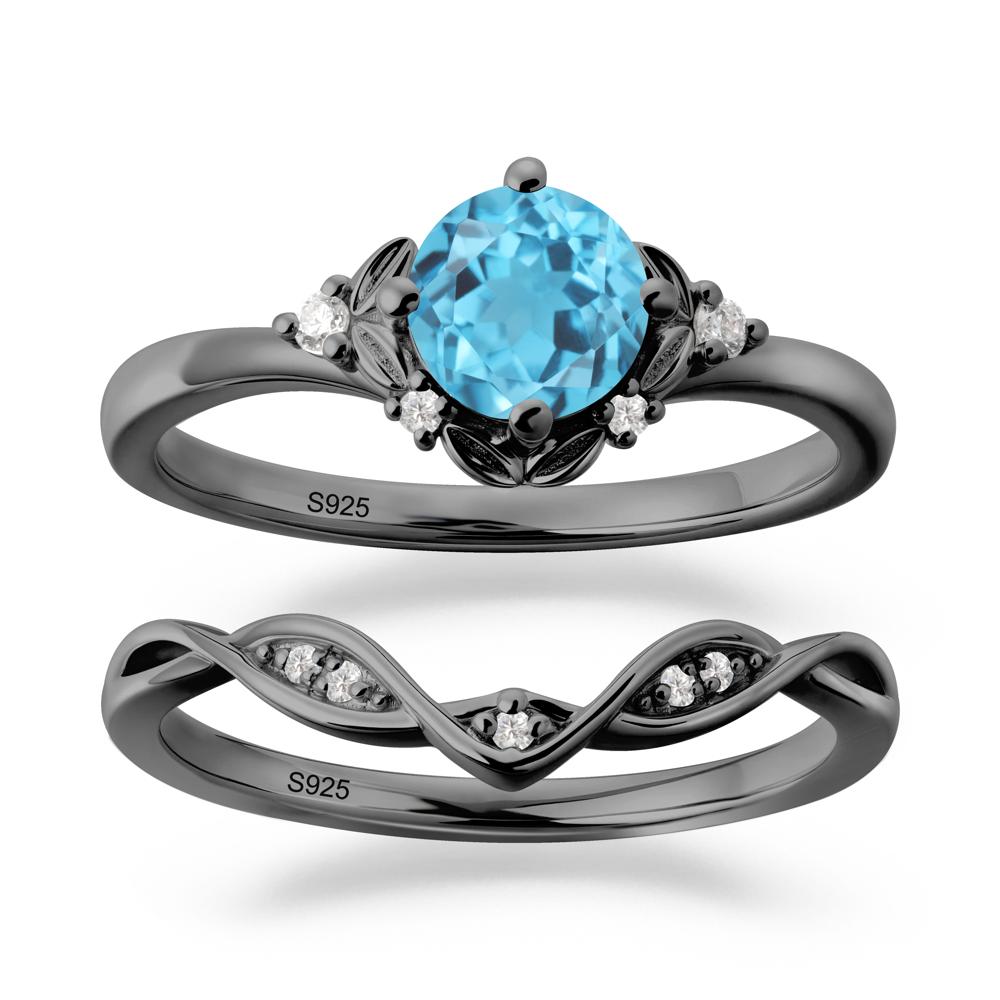 Nature Inspired Leaf and Vine Emerald Ring Set - LUO Jewelry #gemstone_Swiss Blue Topaz