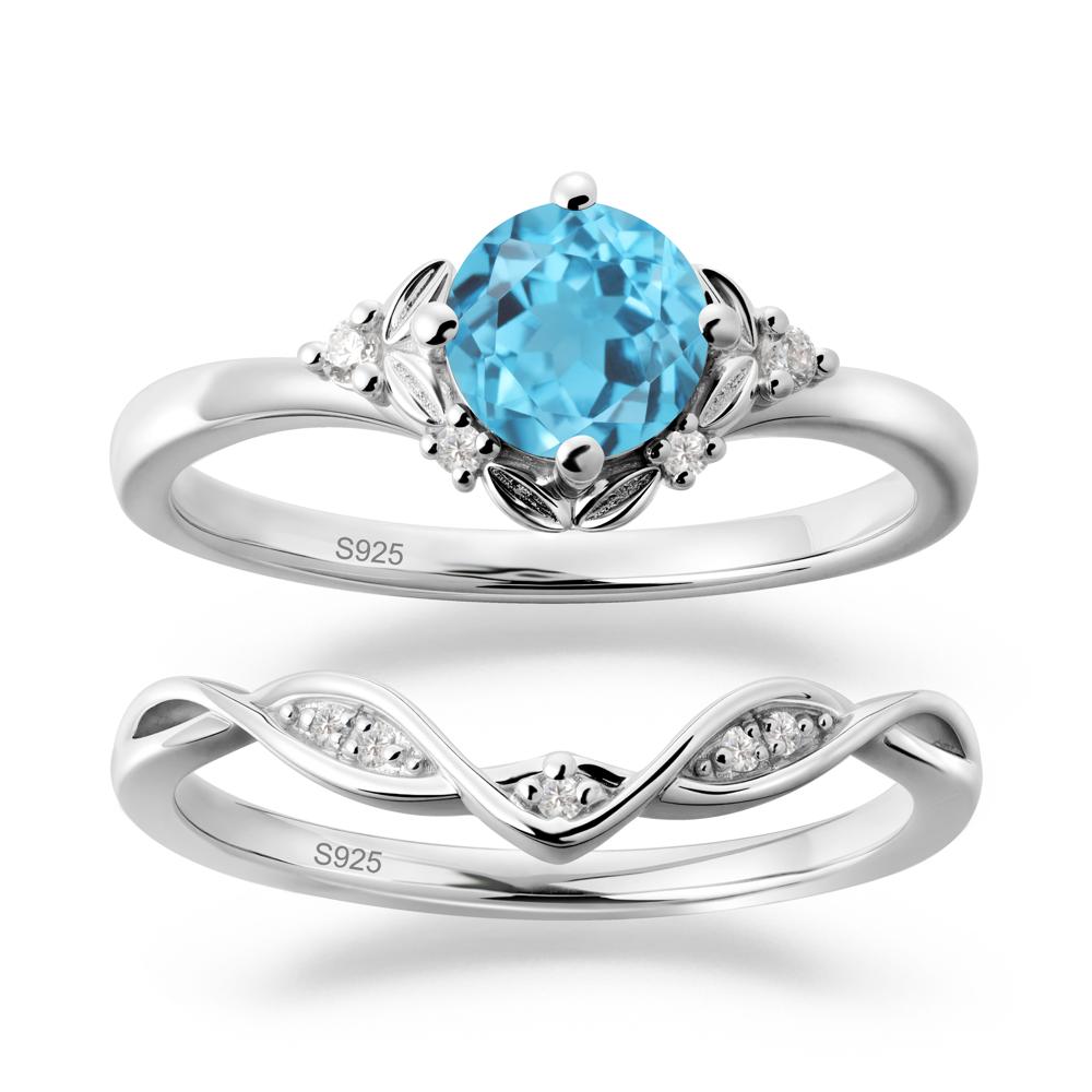 Nature Inspired Leaf and Vine Emerald Ring Set - LUO Jewelry #gemstone_Swiss Blue Topaz