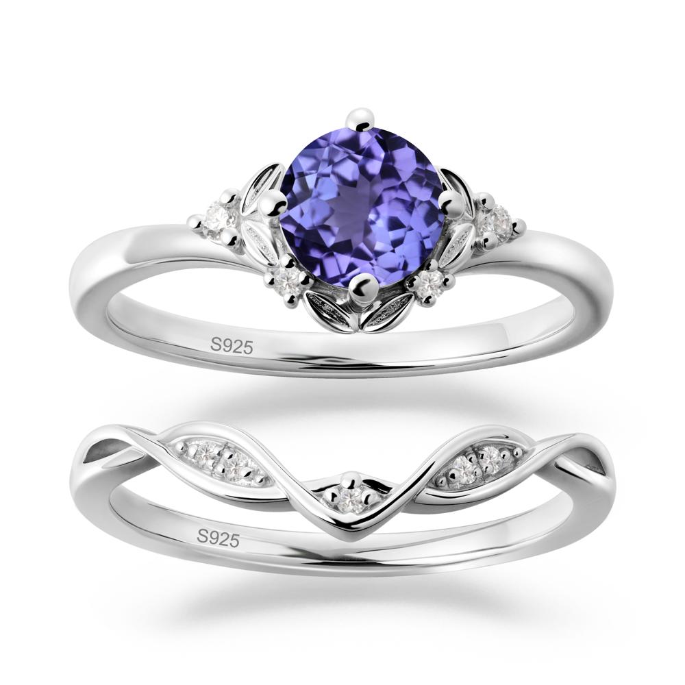 Nature Inspired Leaf and Vine Emerald Ring Set - LUO Jewelry #gemstone_Tanzanite