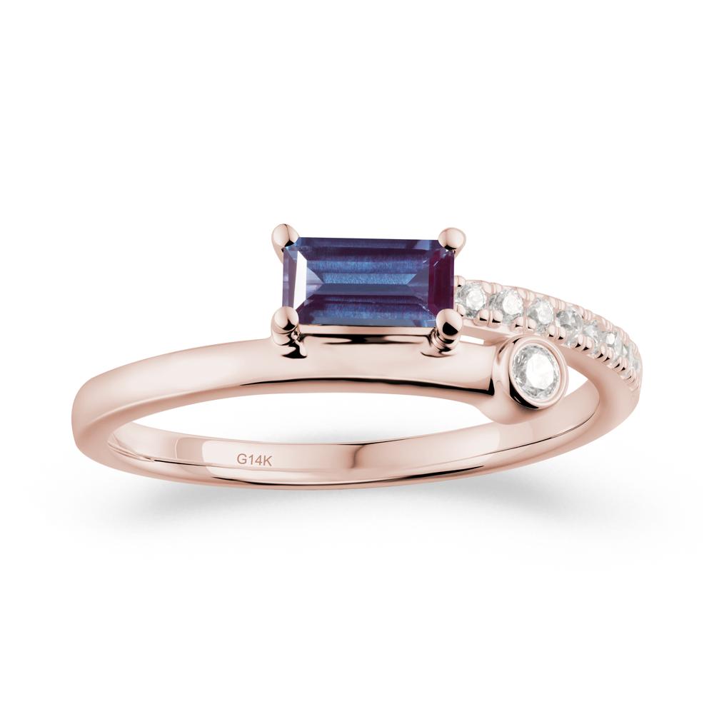 Unique Alexandrite Baguette Ring for Everyday Wear - LUO Jewelry #metal_14k rose gold