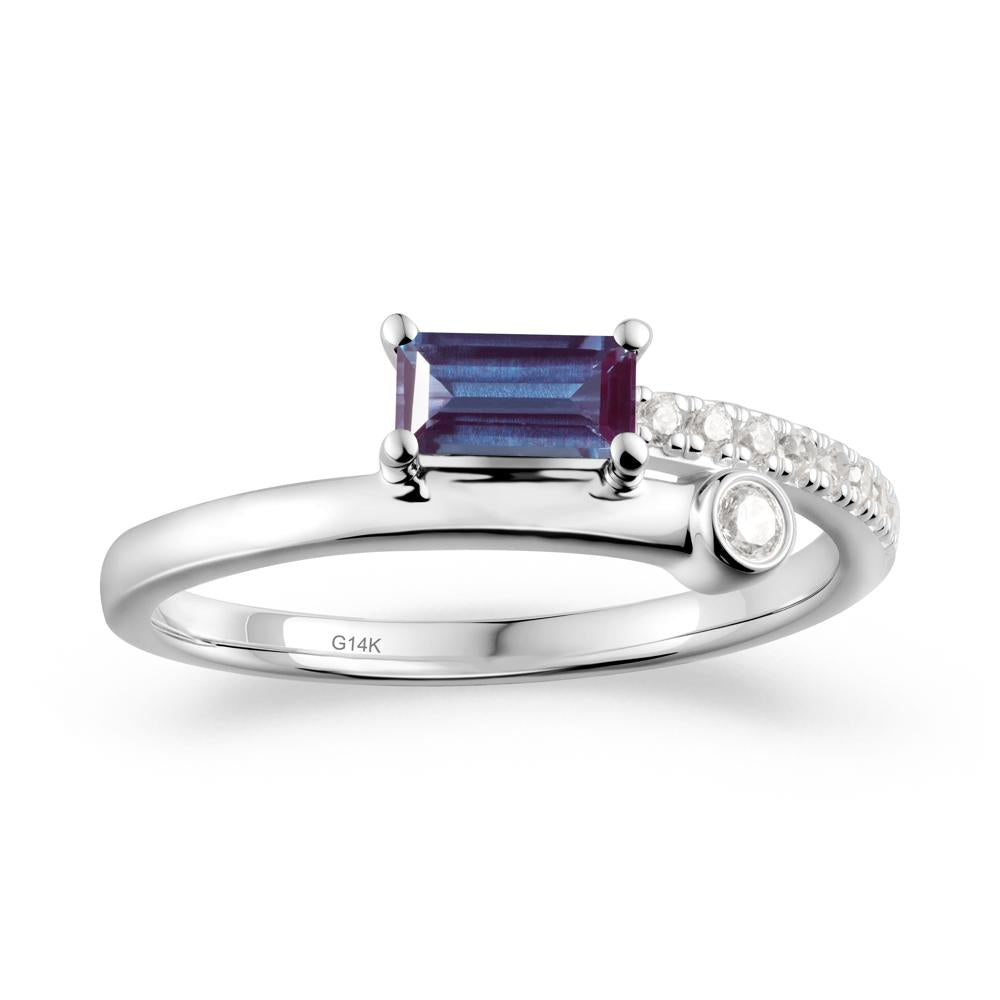 Unique Alexandrite Baguette Ring for Everyday Wear - LUO Jewelry #metal_14k white gold