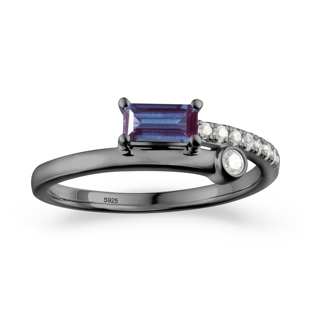 Unique Alexandrite Baguette Ring for Everyday Wear - LUO Jewelry #metal_black finish sterling silver