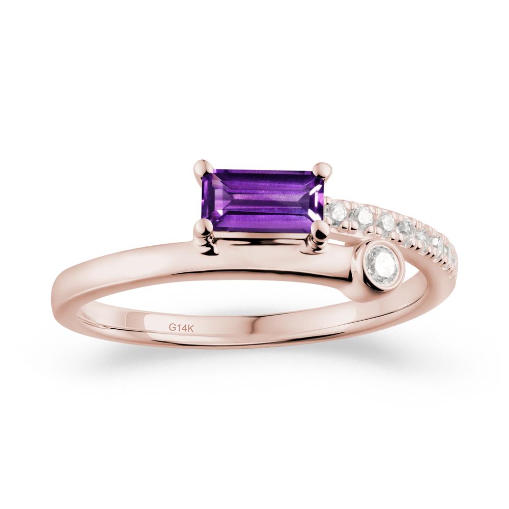 Rectangular Cut Amethyst Anniversary Ring - LUO Jewelry #metal_14k rose gold