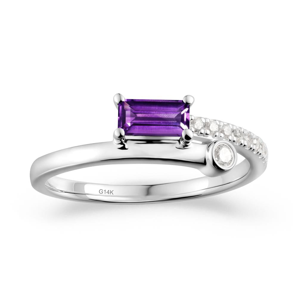 Rectangular Cut Amethyst Anniversary Ring - LUO Jewelry #metal_14k white gold