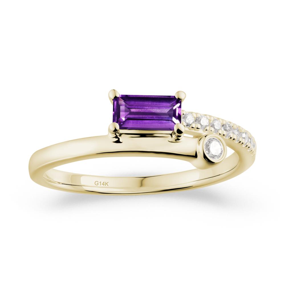 Rectangular Cut Amethyst Anniversary Ring - LUO Jewelry #metal_14k yellow gold