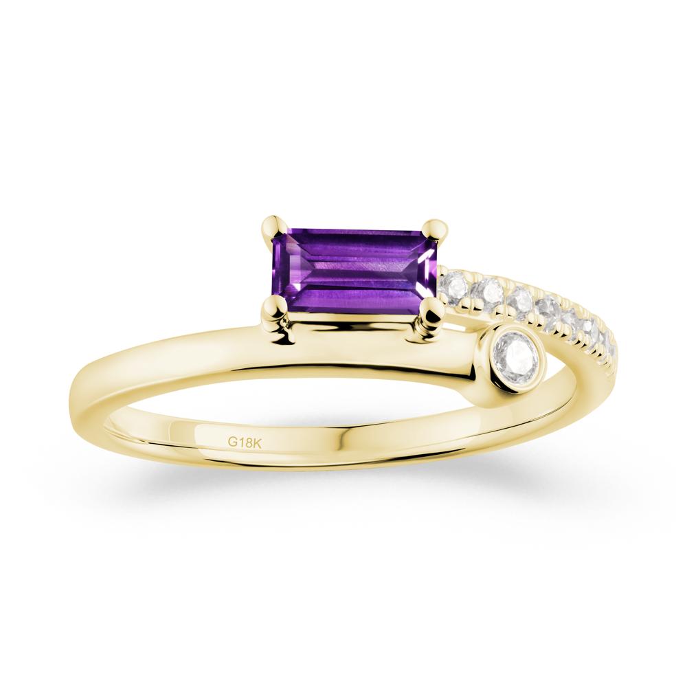 Rectangular Cut Amethyst Anniversary Ring - LUO Jewelry #metal_18k yellow gold