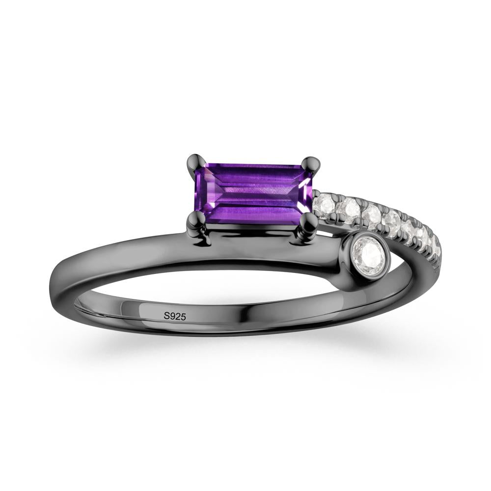 Rectangular Cut Amethyst Anniversary Ring - LUO Jewelry #metal_black finish sterling silver