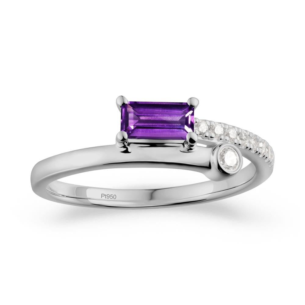 Rectangular Cut Amethyst Anniversary Ring - LUO Jewelry #metal_platinum