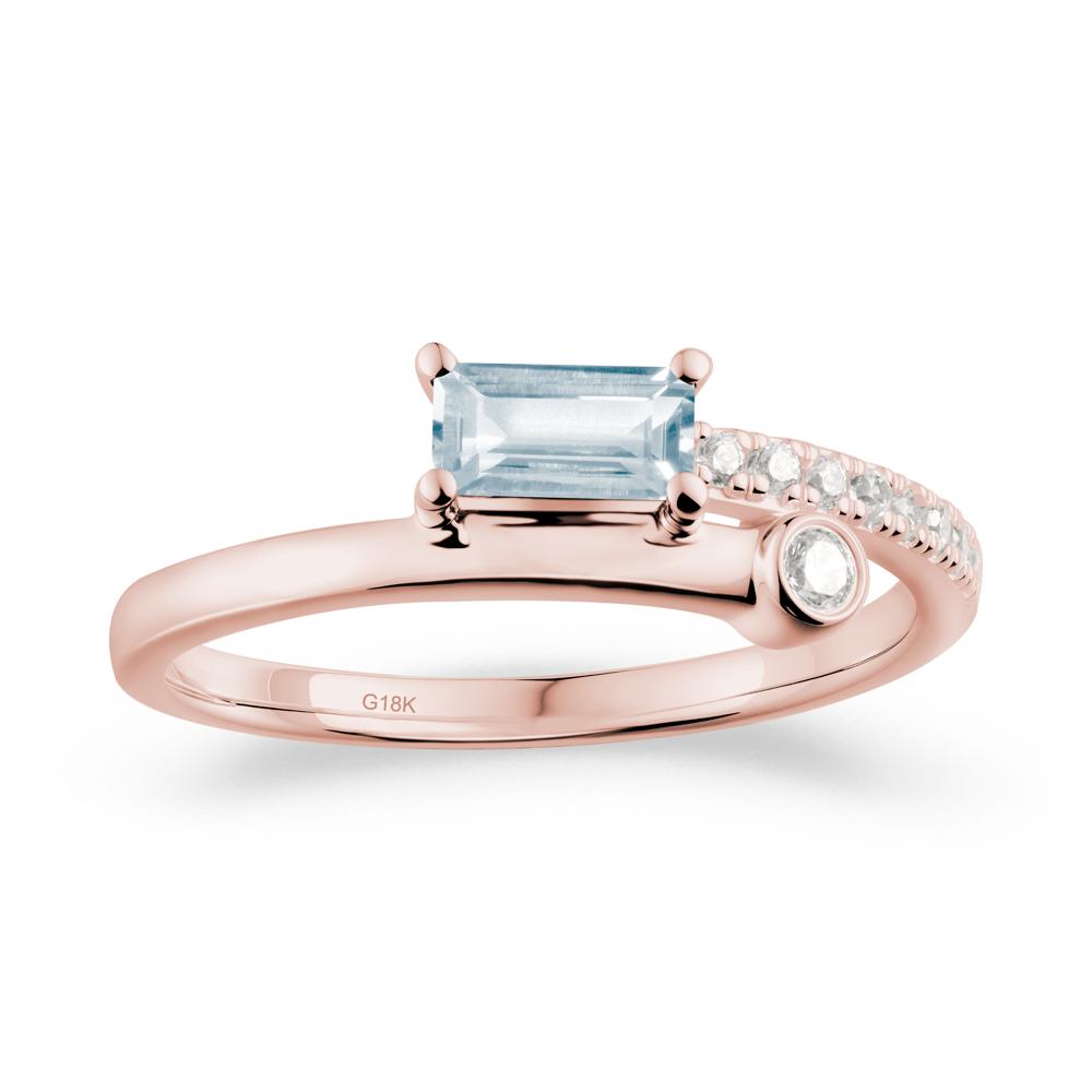 Rectangular Cut Aquamarine Anniversary Ring - LUO Jewelry #metal_18k rose gold