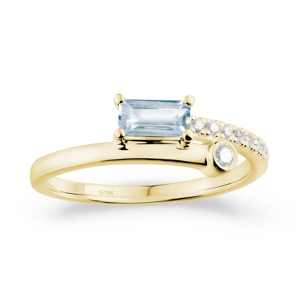 Rectangular Cut Aquamarine Anniversary Ring - LUO Jewelry #metal_18k yellow gold