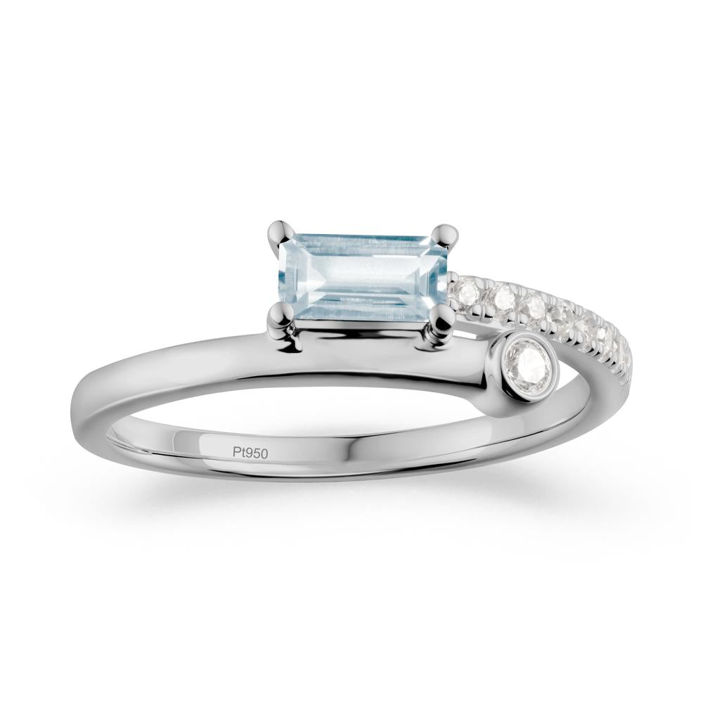 Rectangular Cut Aquamarine Anniversary Ring - LUO Jewelry #metal_platinum