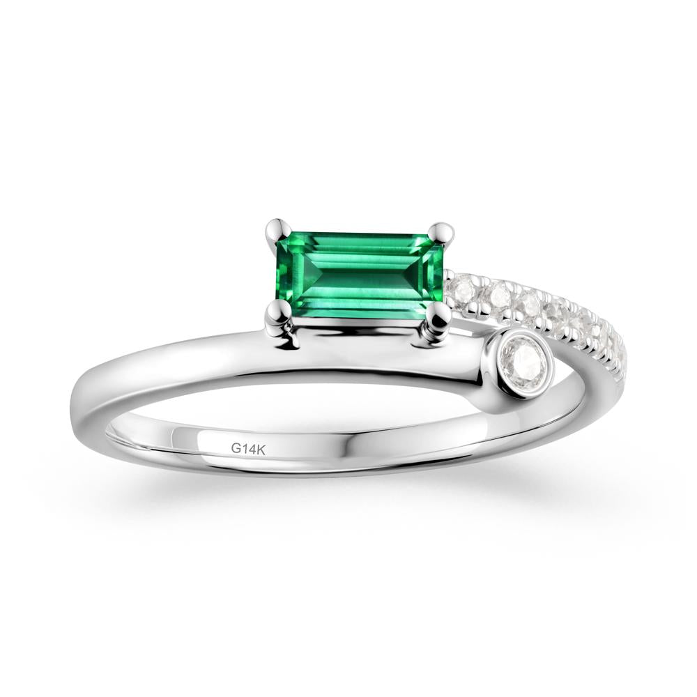 Unique Emerald Baguette Ring for Everyday Wear - LUO Jewelry #metal_14k white gold