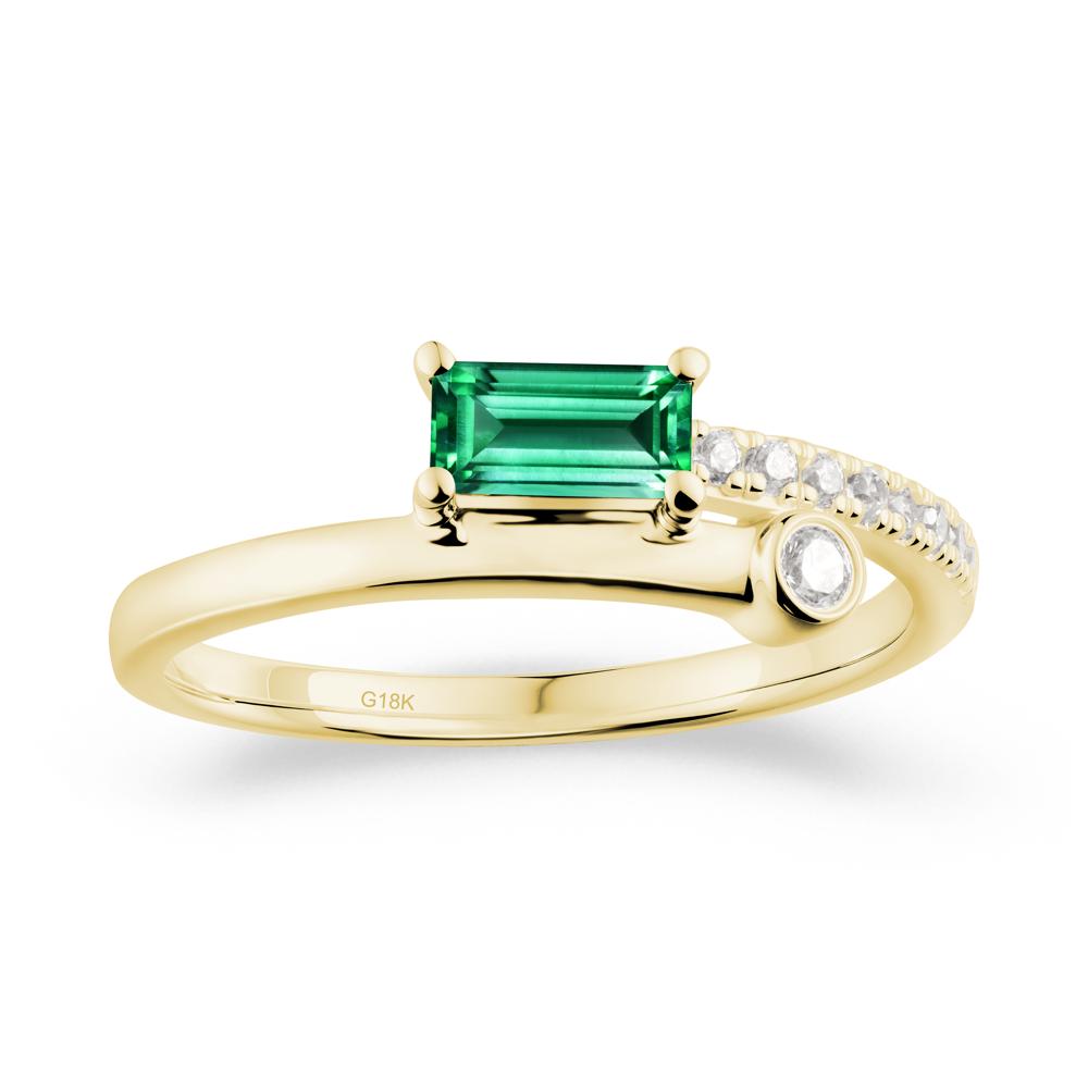 Unique Emerald Baguette Ring for Everyday Wear - LUO Jewelry #metal_18k yellow gold